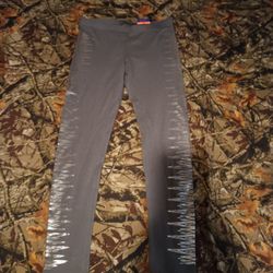 Women's City Streets leggings work out bottoms size L charcoal silver