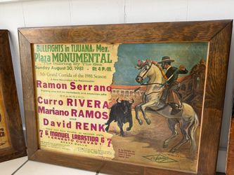 Vintage 1978–1981 Tijuana Bullfighting Poster Collection – 4 Original Framed Posters