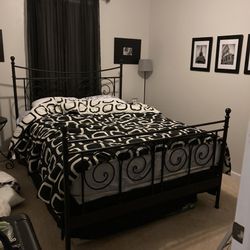 IKEA - Black Metal Scroll pattern Queen Bed