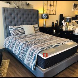 Brand New/ Gray Queen Bed Frame Cama// Mattress Sold Separately// King Size Available 