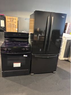 New Black Refrigerator and Electric Range