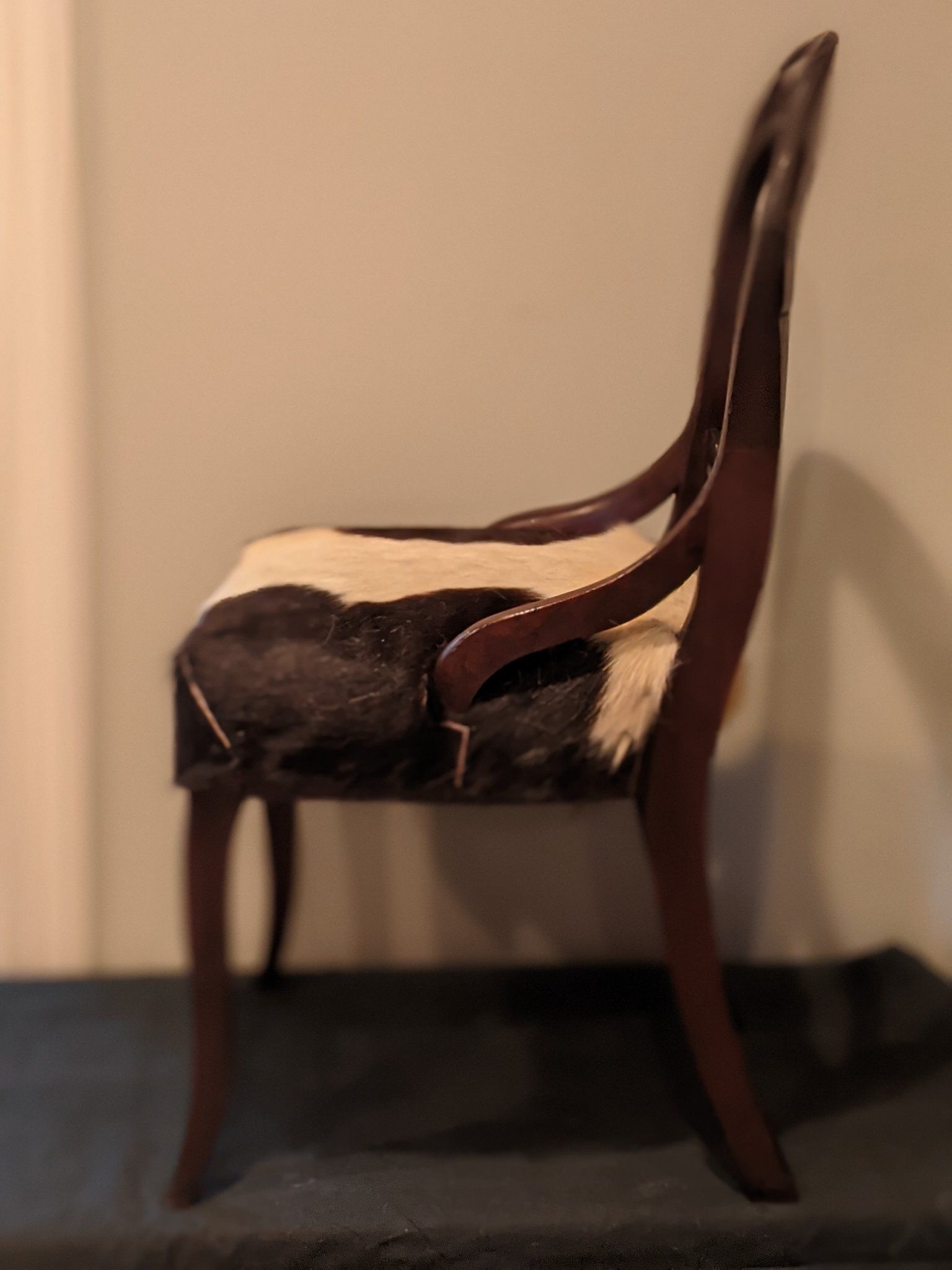 Sitting Pretty: Vintage, Victorian, Walnut Chair With Cowhide Seat