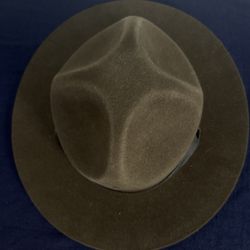 US Military Campaign Hat DrillSergeant 100% Wool Medium Made In Usa 7 1/8