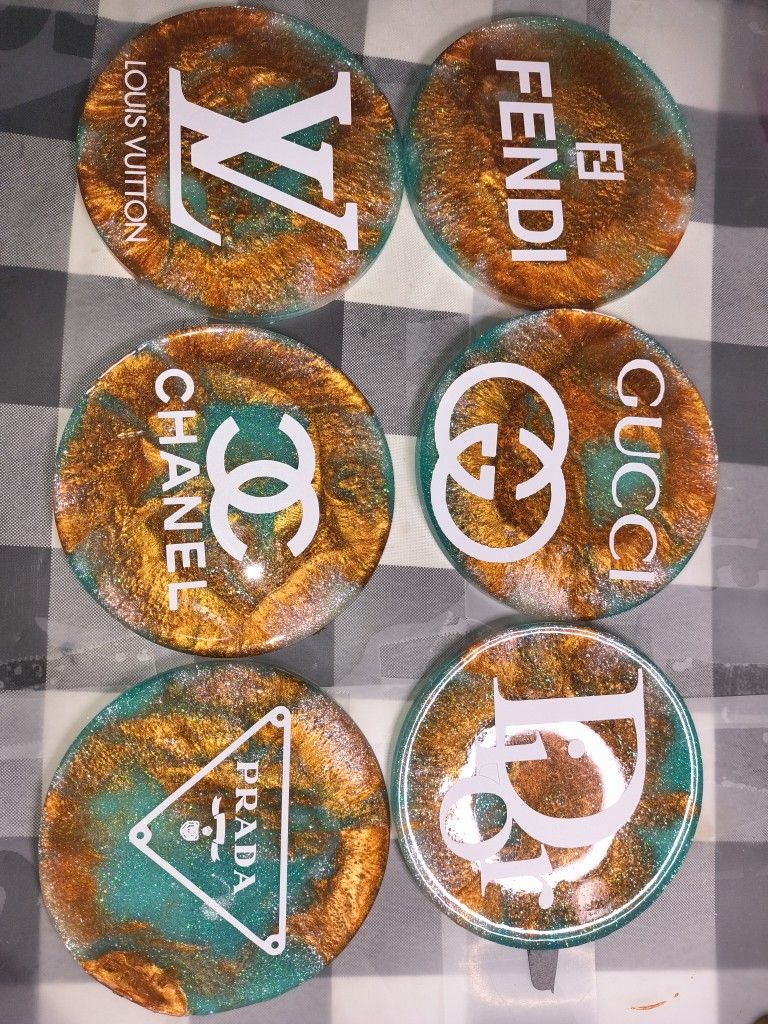 Custom Coasters Set Or  Car Mirror Necklaces Beautiful Resin Pieces NEW