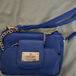 Nicole Miller Blue  Wallet Crossbody Mini Bag With Zipper Womens Purse
