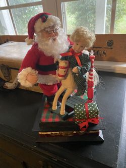 Vintage 1998 Santa And Little Girl Musical And Illuminated 