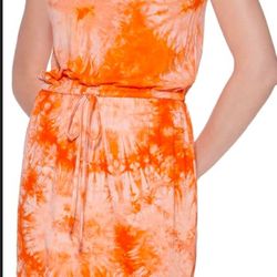 CALVIN KLEIN TIE-DYE DRAWSTRING TSHIRT DRESS SIZE 12 wore 1 time
