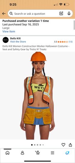 Dolls Kill Women's Construction Worker Halloween Costume