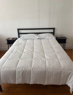 Queen Black Metal Bed Frame with Headboard and Mattress