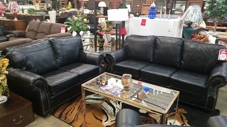 Sofa set black leather