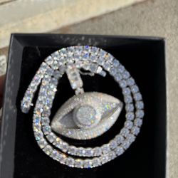 Evil Eye Pendant Moissanite Lab Diamond 