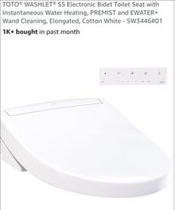 TOTO® WASHLET® S5 Electronic Bidet Toilet Seat with Instantaneous Water Heating, PREMIST and EWATER+ Wand Cleaning, Elongated, Cotton White - SW3446#0
