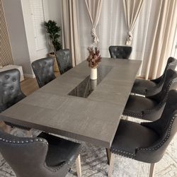 Extendable Solid Wood Base Dining Table and Tufted Leather Chairs- Can Be Purchased Separately