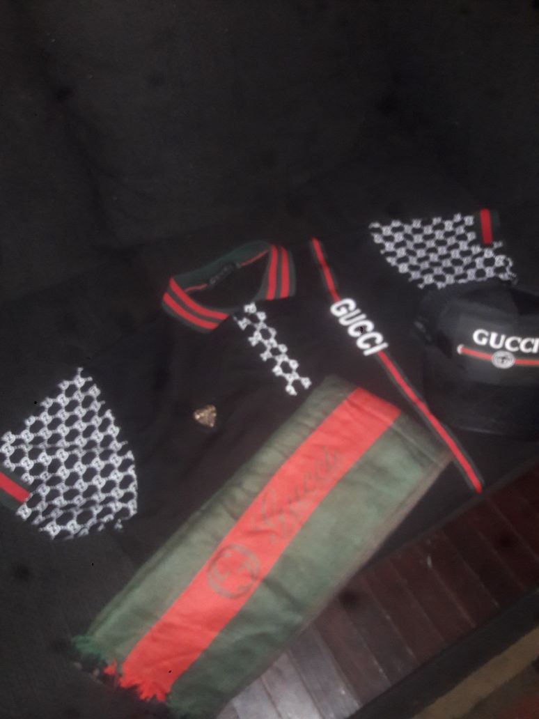"All Authentic"Gucci Shirt,Gucci Hat and Gucci Scarf,