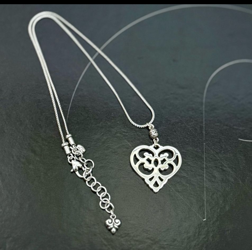 Brighton Geneva Heart Silver Pendant Necklace, NWOT