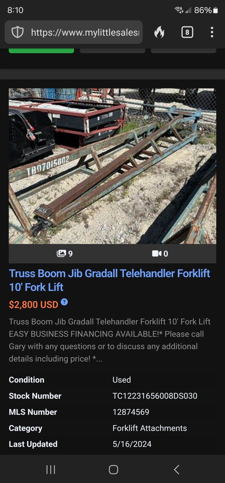 Gradall Forklift Jib