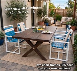 Can Deliver Aluminum patio dining table, never rusts, all aluminum. 42-in W x 76-in