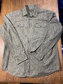 Obey Mens Large Green Black All Over Crackle Print Long Sleeve Button Up Shirt