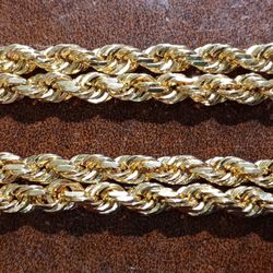 Diamond Cut 14K Solid Gold Rope Chain 51.8 Grams 20" Long
