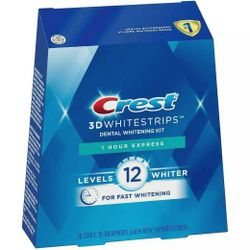 Crest 3D WHITESTRIPS 1 Hour Express Teeth Whitening Kit 12 Levels Whiter