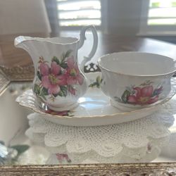 Vintage Bone China Cream & Sugar Set