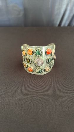 Statement Cuff Bracelet – Multi-Stone Artisan Style | Boho / Vintage 