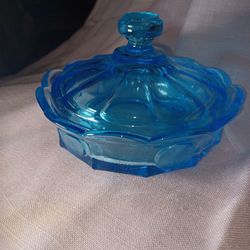 Vintage Fostoria Bicentennial Candy Bowl Aqua Blue