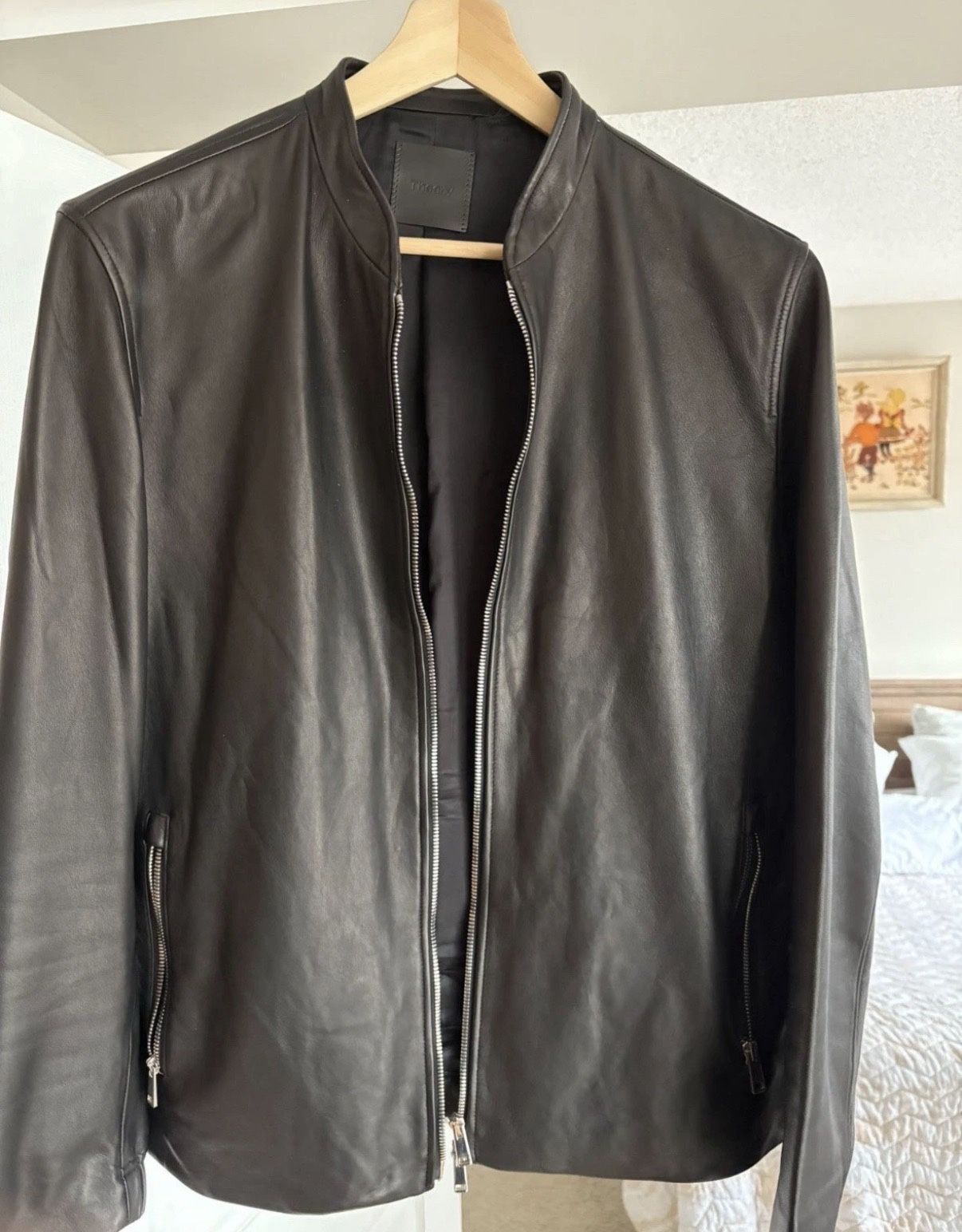 Theory Men’s Leather Jacket Black Large