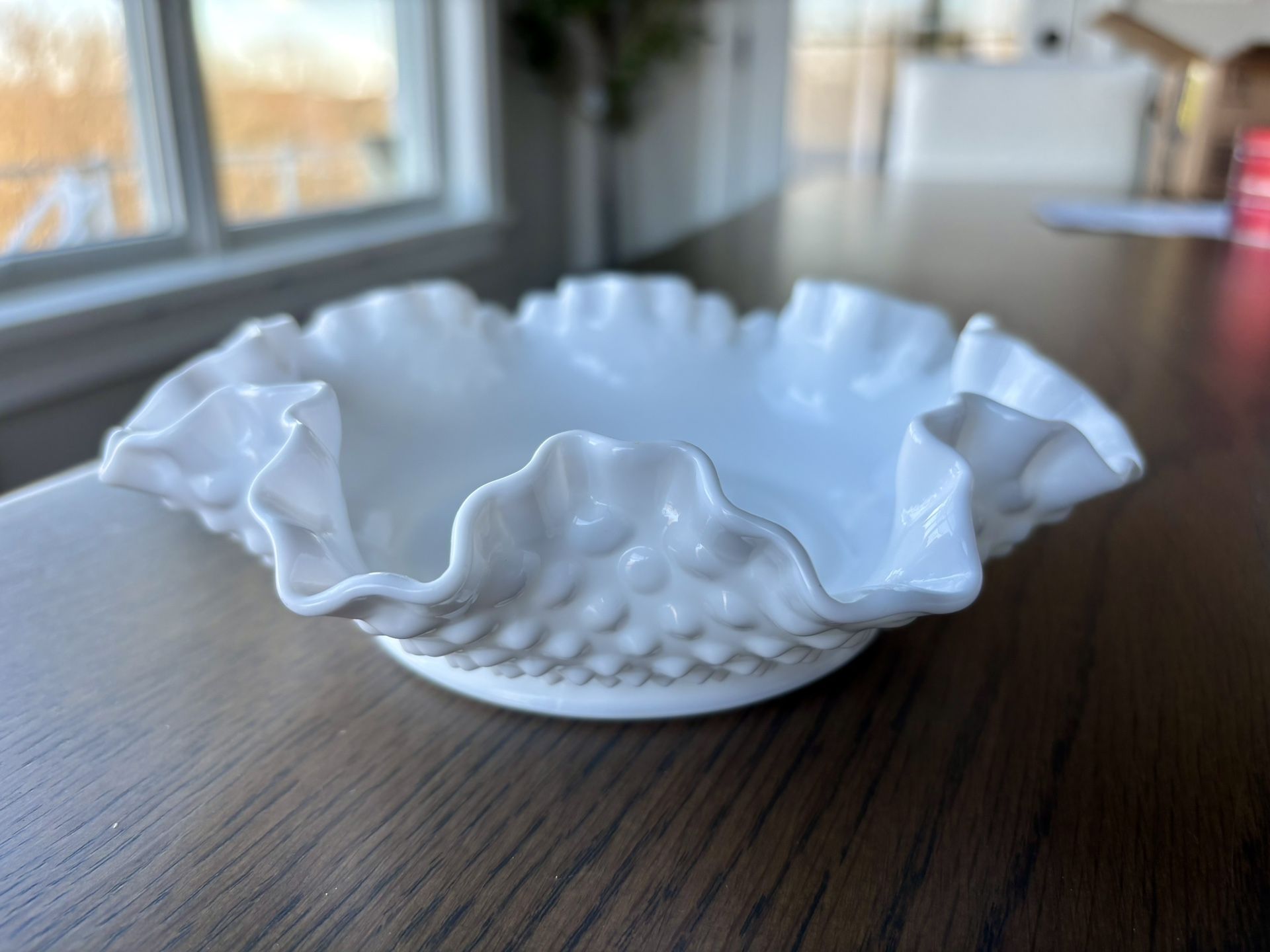 Fenton White Hobnail Milk Glass Candy Dish Trinket Dish Vintage