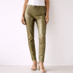 Metallic Olive Slim Fit Pants Laura Scott EUR 36 / US Small