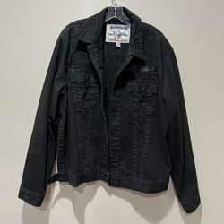 True Religion Mens XXL Denim Trucker Jacket Black