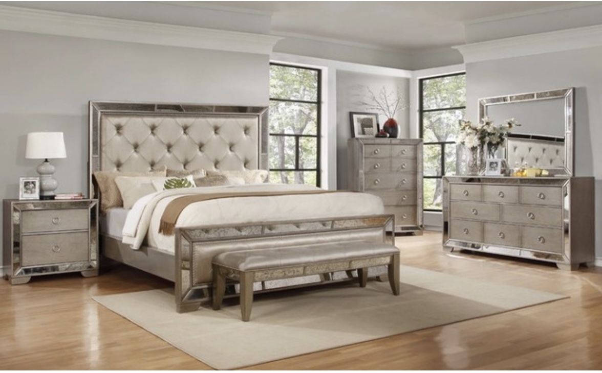 Ava Mirrored Silver Bronzed bedroom set