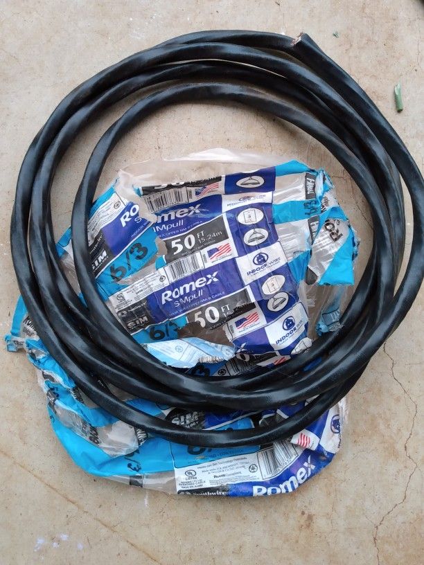 Romex electrical cable NM-B 6/3 with solid ground wire simpull. 14+ feet
