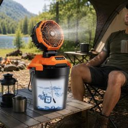 New In Box 30000mAh Portable Rechargeable Wireless Mist Fan Up To 8 Hours Working Time Clamps To Bucket 