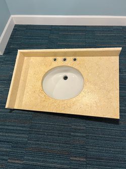 Marble-Look Vanity Top with Undermount Sink