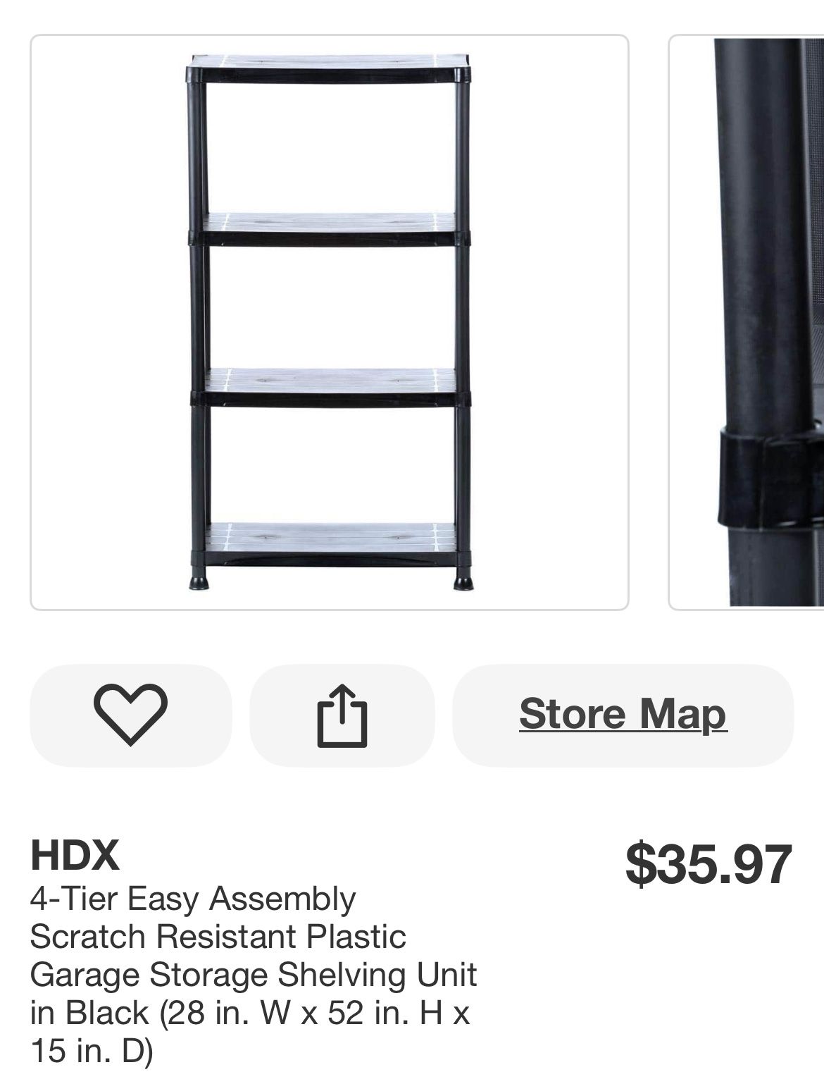 HDX 4-Tier Easy Assembly Scratch Resistant Plastic Garage Storage Shelving Unit in Black (28 in. W x 52 in. H x 15 in. D)