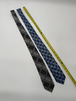 Lot of 2 Pierre Cardin Men’s Neck Ties Blue Gray Geometric Plaid