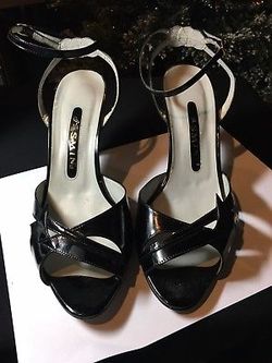Vintage JASMIN Black Ankle Strap High Heels Pumps Shoes 9 M
