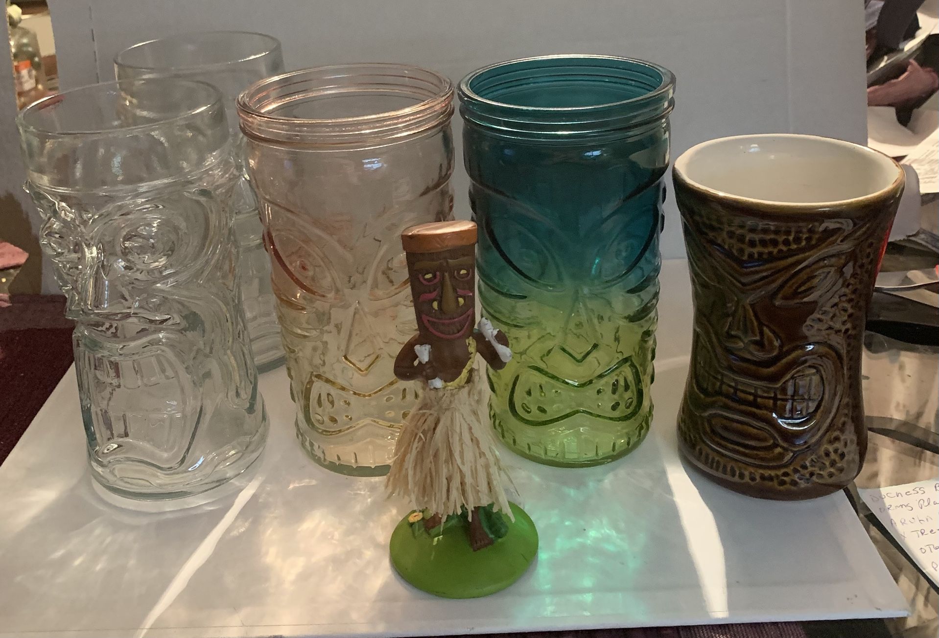Tiki Pint Glasses Tumblers Hawaiian Tiki 4 1 Brown| Mugs Anchor Hocking AH
