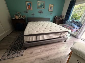 King size Pillow Top Mattress with frame