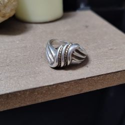 CNA PRANDA 14K GOLD. 925 STERLING SILVER VINTAGE MODERNIST RING SIZE 6