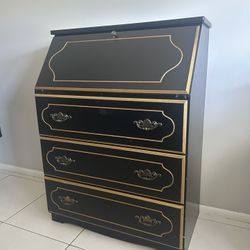 Black And Gold French Style Slant Front Desk