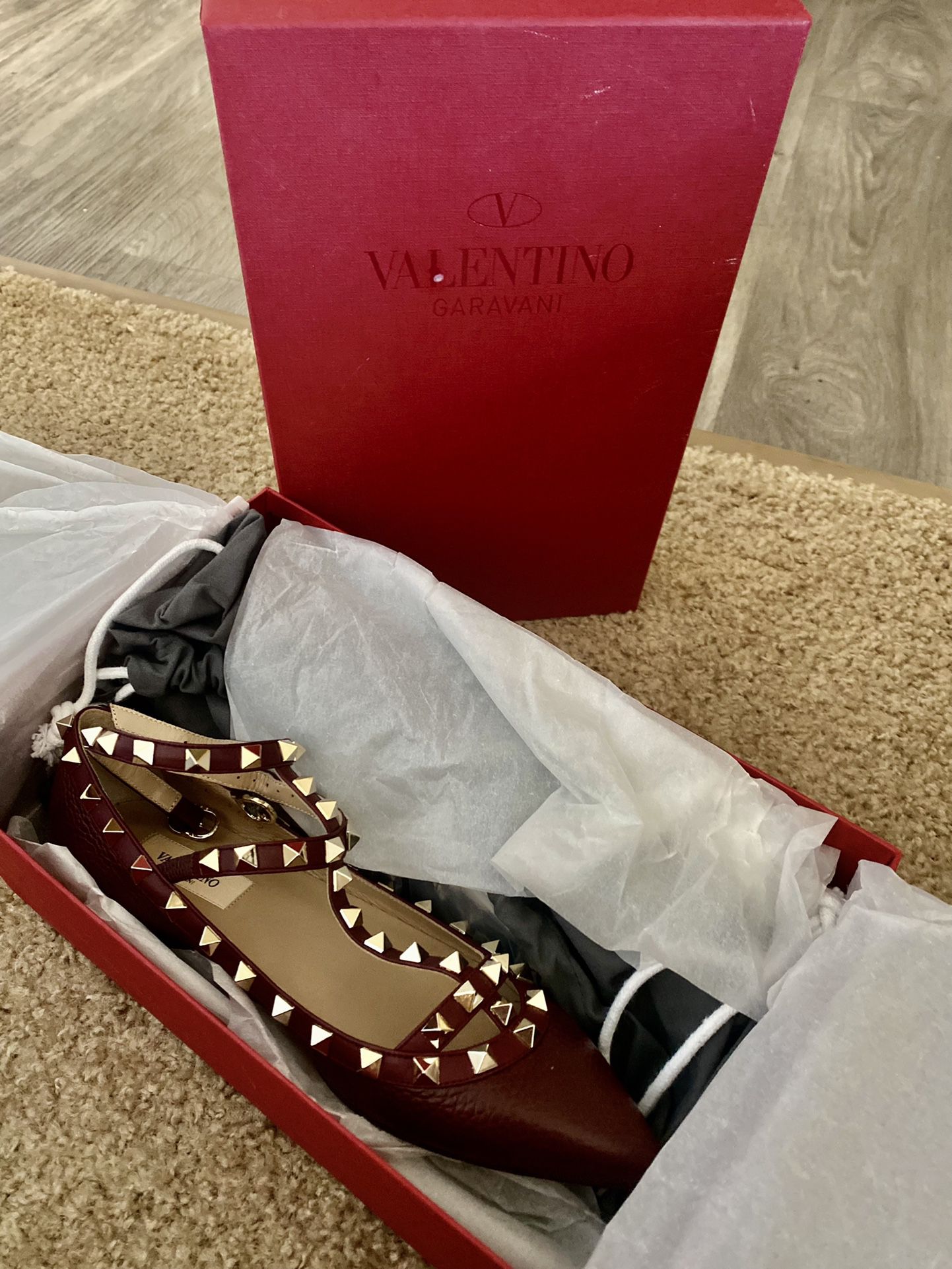 Valentino RockStuds Flats Ankle Strap