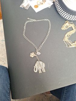 Silver Color Elephant  Necklace 