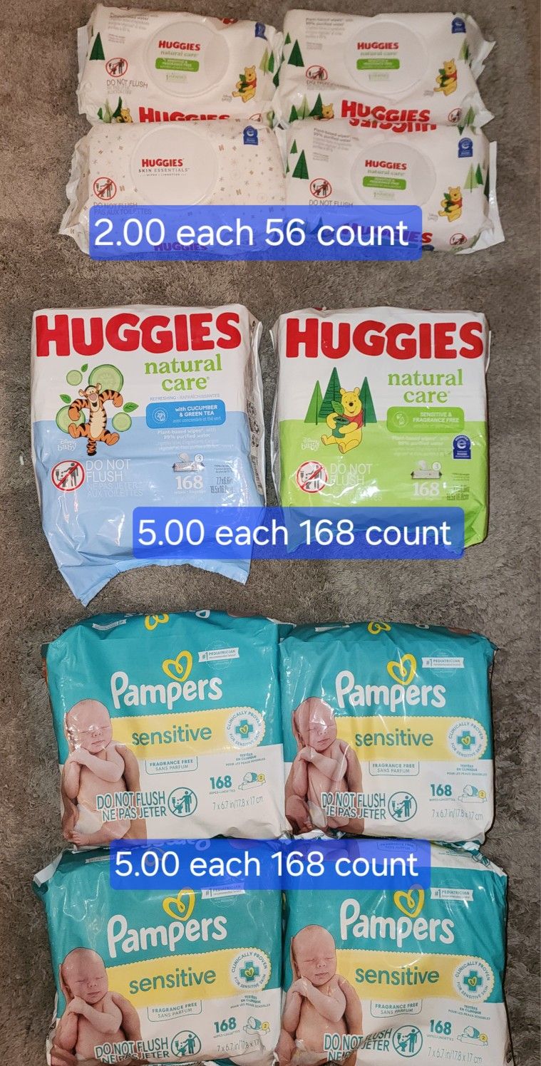 Huggies and pampers baby wipes
