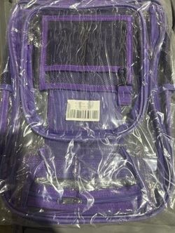 Clear Backpack with Purple Trim