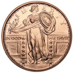 Standing Liberty Quarter 1oz 999 Copper Round