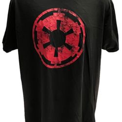 Star Wars Galactic Empire Red Logo T-Shirt XL Black Distressed Graphic Tee