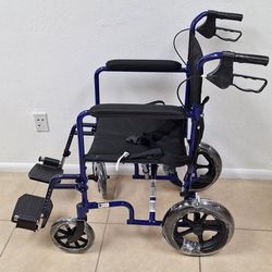 Lightweight Foldable Transport Wheelchair with Handbrakes