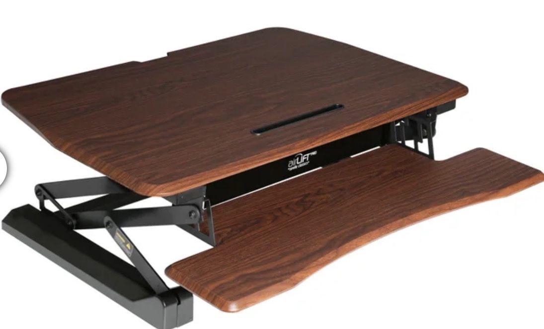 Seville Classics airLIFT PRO 35.4" Electric Sit-Stand Desk Riser with USB Charging Port & Tablet Slot